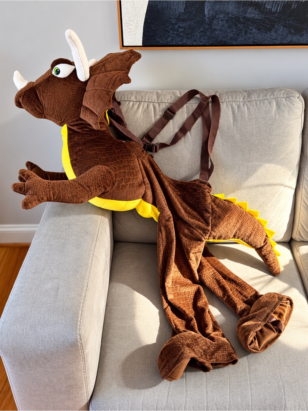 Kids Brown Triceratops Ride-On Costume - Picture 4 of 4
